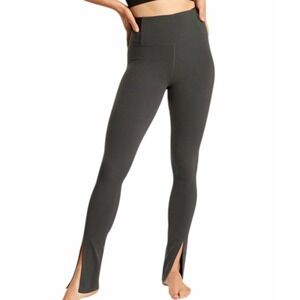 Athleta Aura Split Pant Women XS‎ Dark Green High Rise Leggings Split Hem 533414